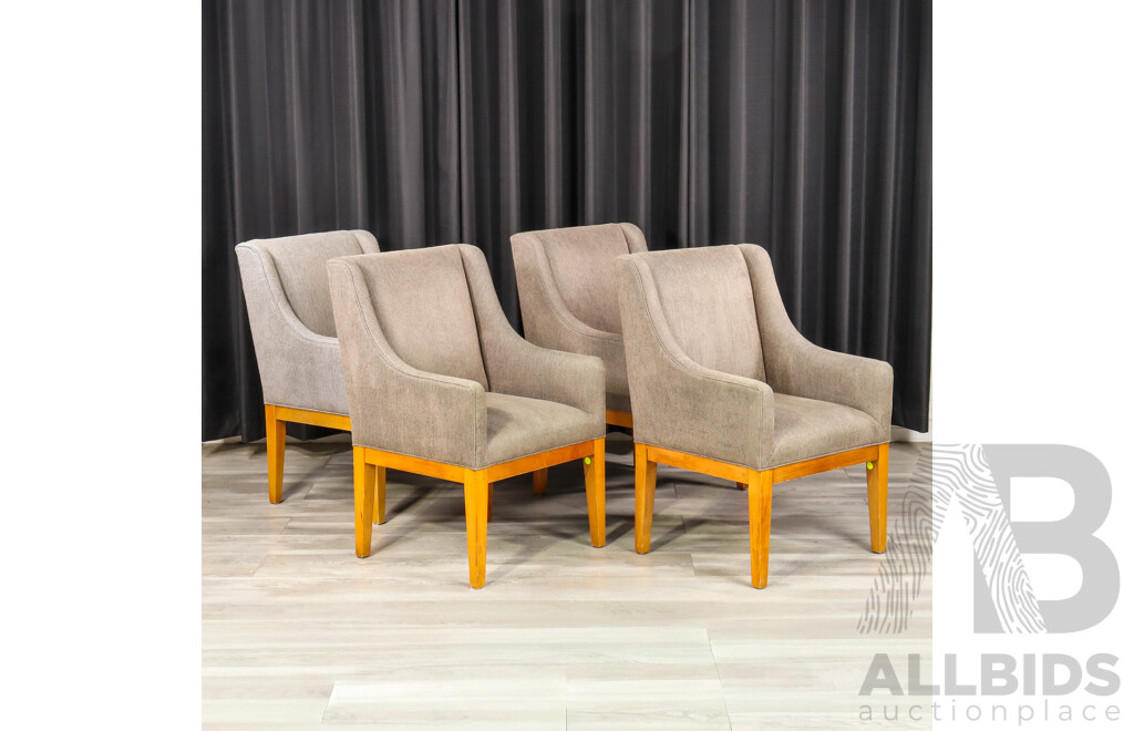 Set of Four Modern Fabric Upholstered Armchairs