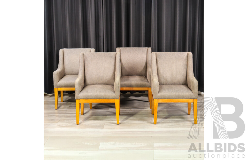 Set of Four Modern Fabric Upholstered Armchairs