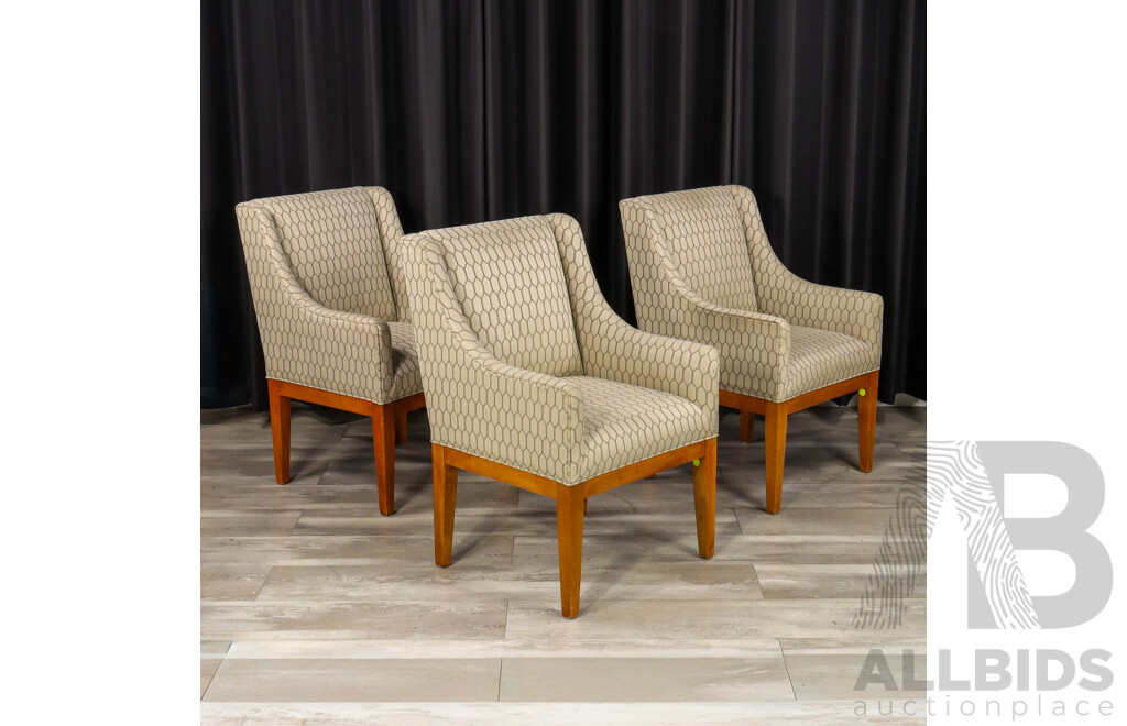 Set of Three Modern Fabric Upholstered Armchairs