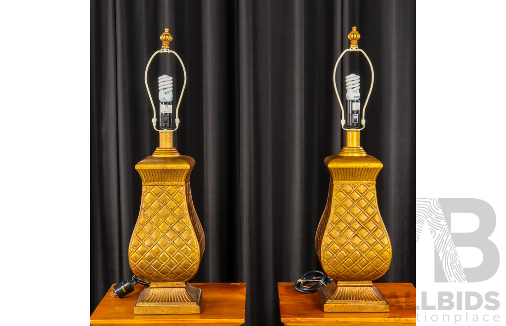 Pair of Gilt Basket Form Table Lamps