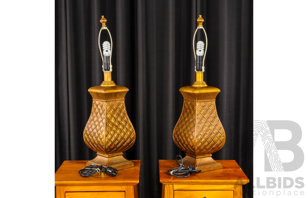 Pair of Gilt Basket Form Table Lamps