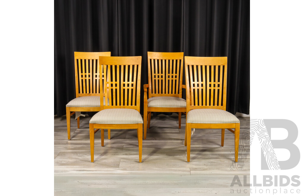Set of Four Modern Dining Chairs Including a Carver