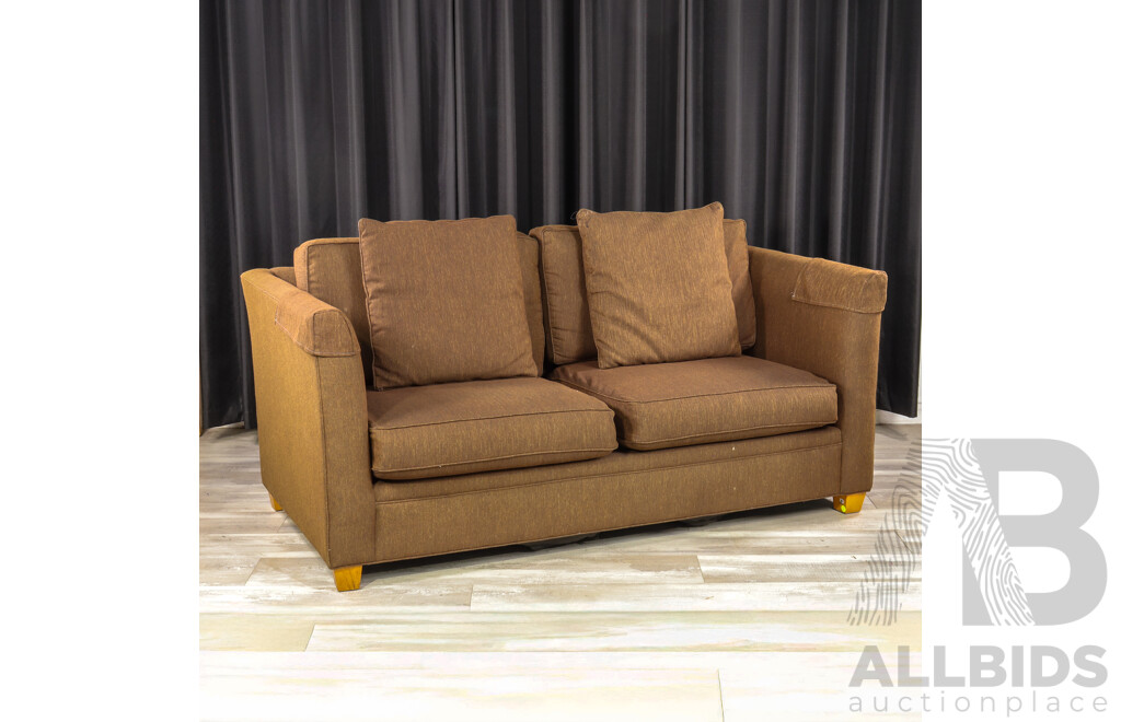 Brown Fabric Square Line Lounge