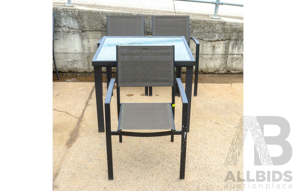 Metal Four Piece Outdoor Suite Including Three Chairs and a Table