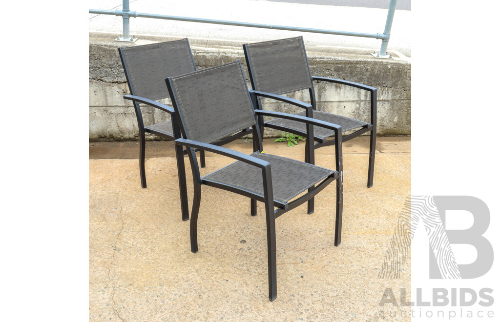 Metal Four Piece Outdoor Suite Including Three Chairs and a Table