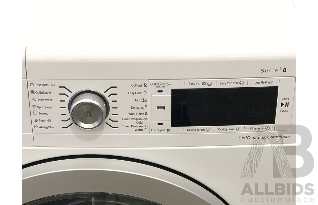 Bosch Series 8 9kg Heat Pump Self Cleaning Condenser Front Loader Tumble Dryer