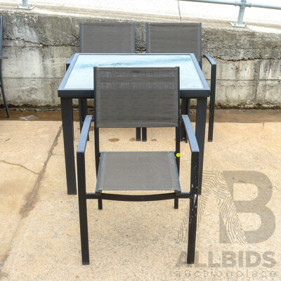 Metal Four Piece Outdoor Suite Including Three Chairs and a Table