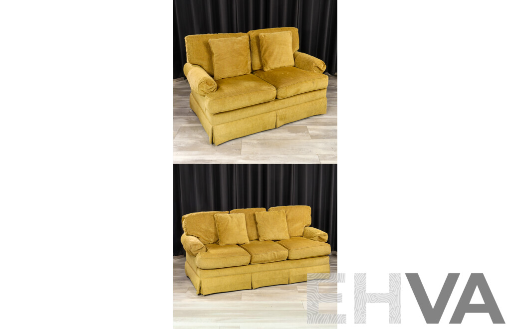 Pair of Drexel Heritage Fabric Two and Three Seater Lounges