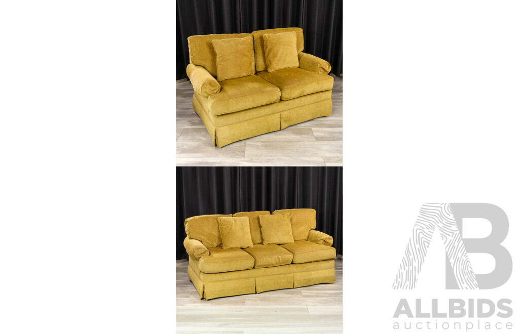 Pair of Drexel Heritage Fabric Two and Three Seater Lounges