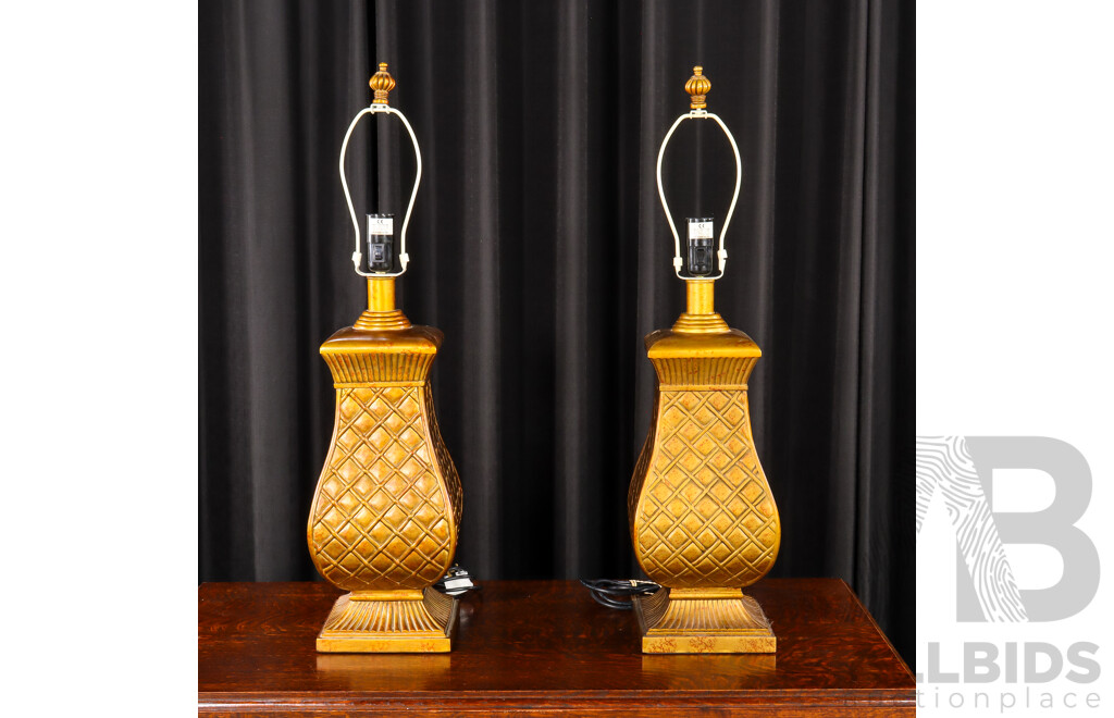Pair of Basket Form Table Lamps