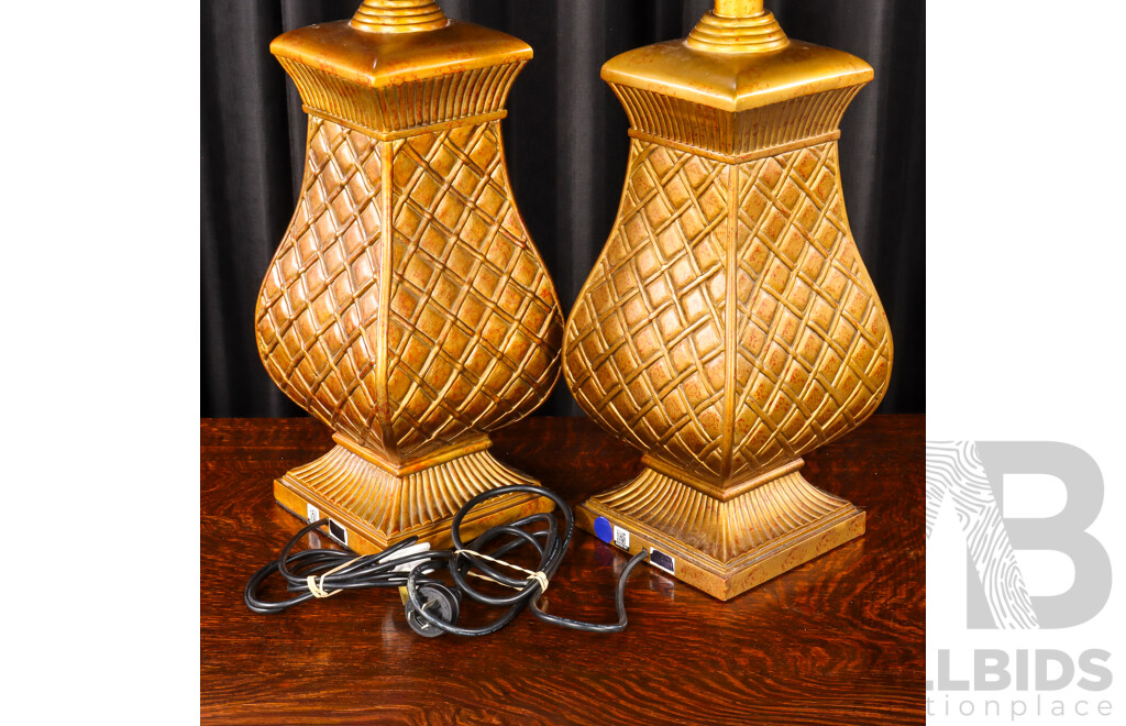 Pair of Basket Form Table Lamps
