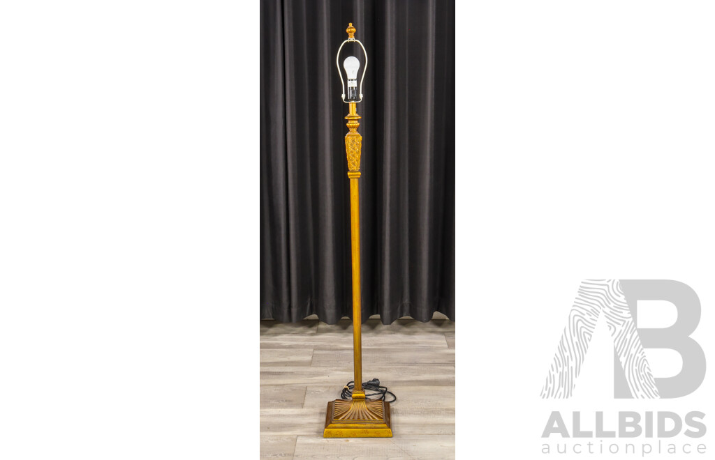 Gilt Floor Lamp with Basket Form Detail