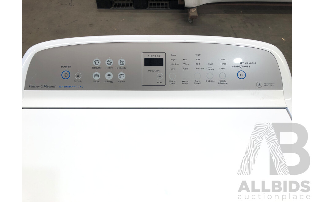 Fisher and Paykel Washsmart 7.0kg Top Loader Washing Machine