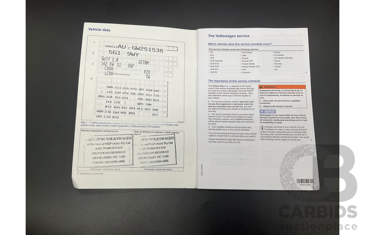 8/2016 Volkswagen Golf GTi AU MY16 5d Hatchback Deep Black Pearl Turbo 2.0L