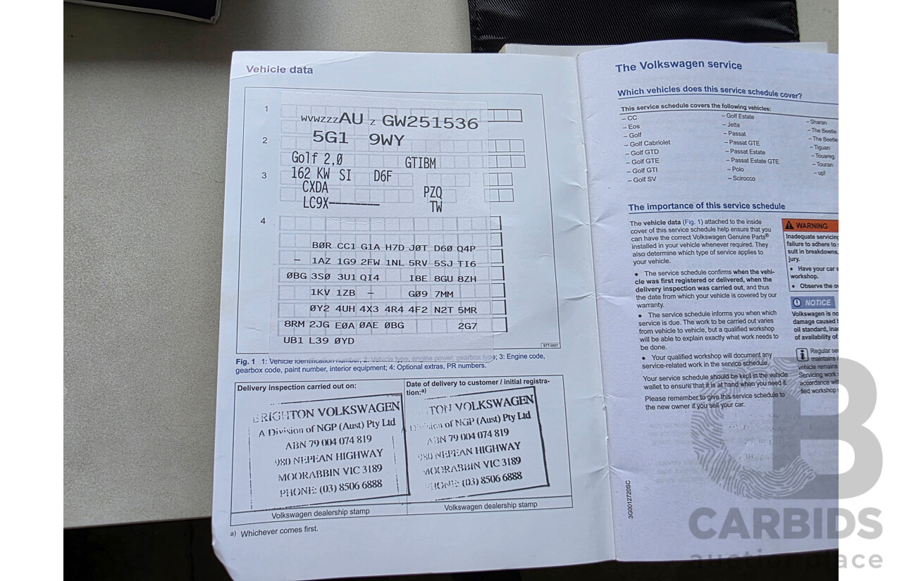 8/2016 Volkswagen Golf GTi AU MY16 5D Hatchback Deep Black Pearlescent Turbo 2.0L