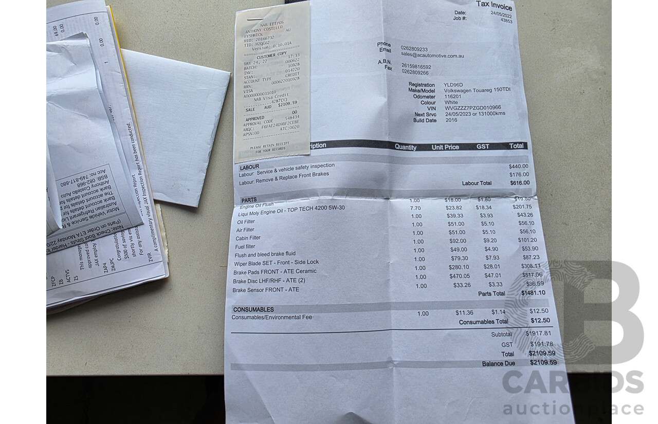 03/2016 Volkswagen Touareg 150 TDI (AWD) 7P MY16 4D Wagon White 3.0L