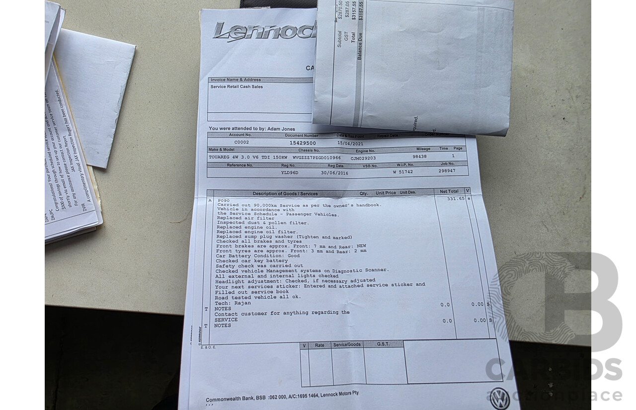 03/2016 Volkswagen Touareg 150 TDI (AWD) 7P MY16 4D Wagon White 3.0L