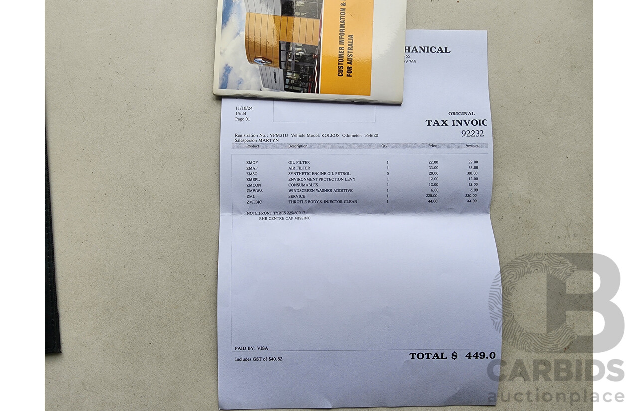 11/2014 Renault Koleos BOSE SE (4x2) H45 PHASE III 4d Wagon Black 2.5L