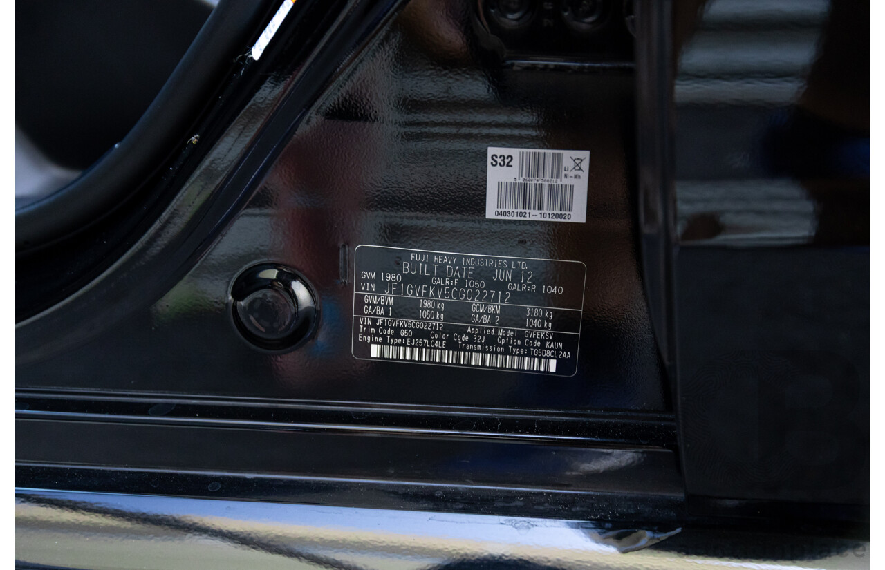 7/2012 Subaru WRX STi Spec R MY12 4d Sedan Obsidian Black Turbo 2.5L