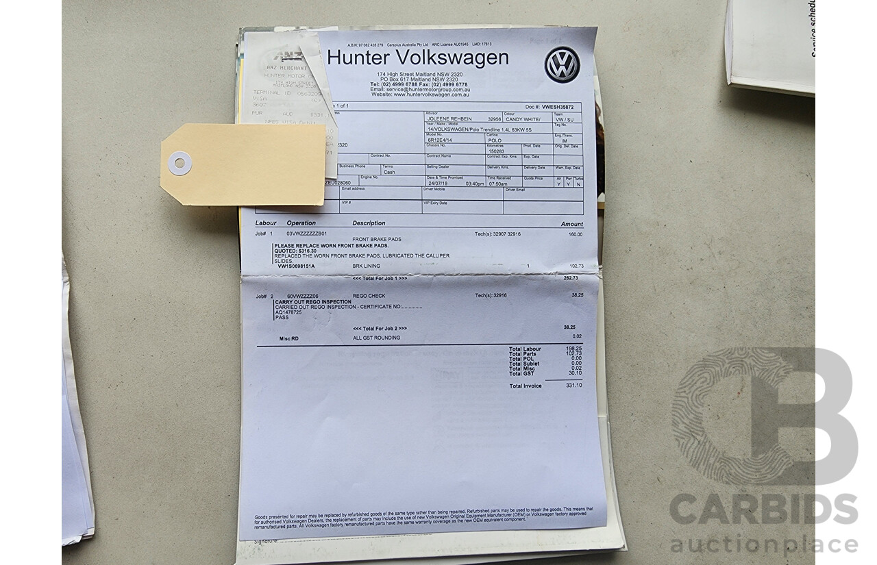 1/2014 Volkswagen Polo Trendline 6R MY14 5d Hatchback White 1.4L