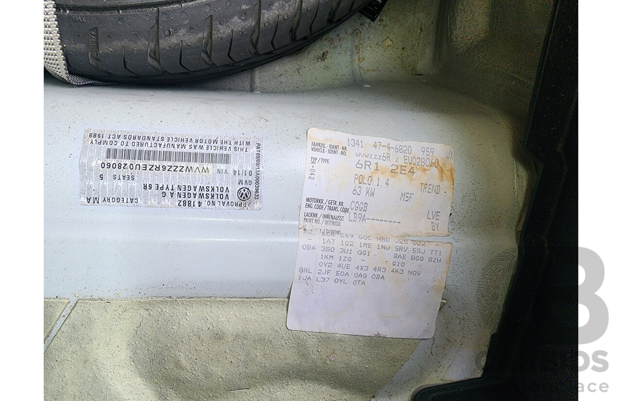 1/2014 Volkswagen Polo Trendline 6R MY14 5d Hatchback White 1.4L