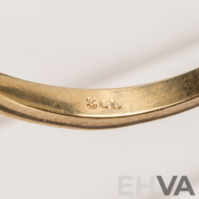 9ct Yellow Gold Pear Cut Ruby and Diamond Ring - Size R.5