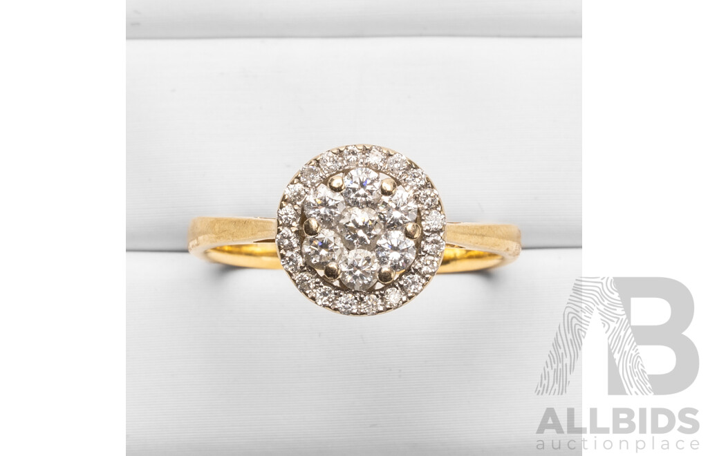 18ct Yellow & White Gold Diamond Engagement Ring with Valuation - Size P