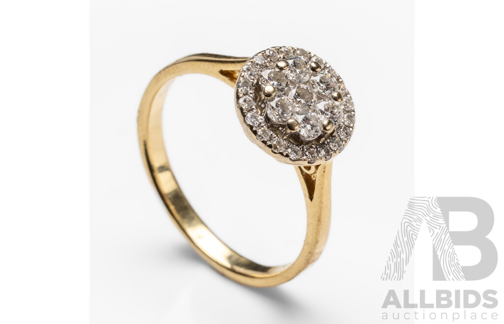 18ct Yellow & White Gold Diamond Engagement Ring with Valuation - Size P