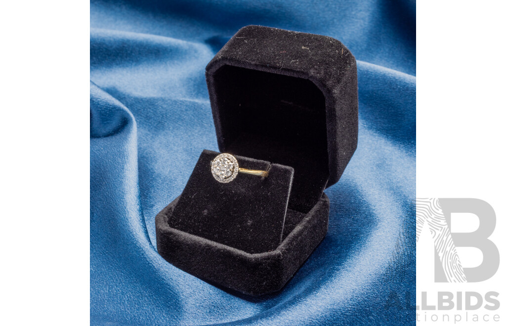 18ct Yellow & White Gold Diamond Engagement Ring with Valuation - Size P