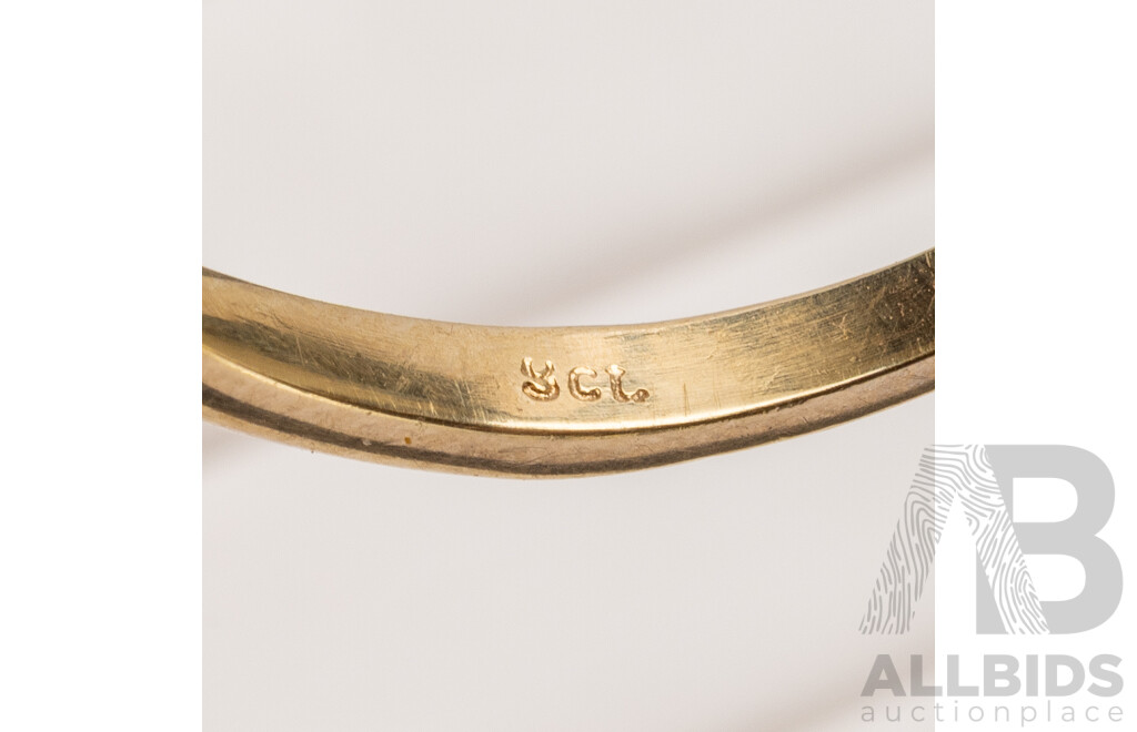 9ct Yellow Gold Pear Cut Ruby and Diamond Ring - Size R.5