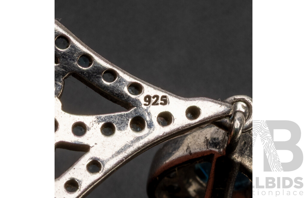 925 Sterling Silver Necklace and Pendant with Multi-Coloured Blue Topaz