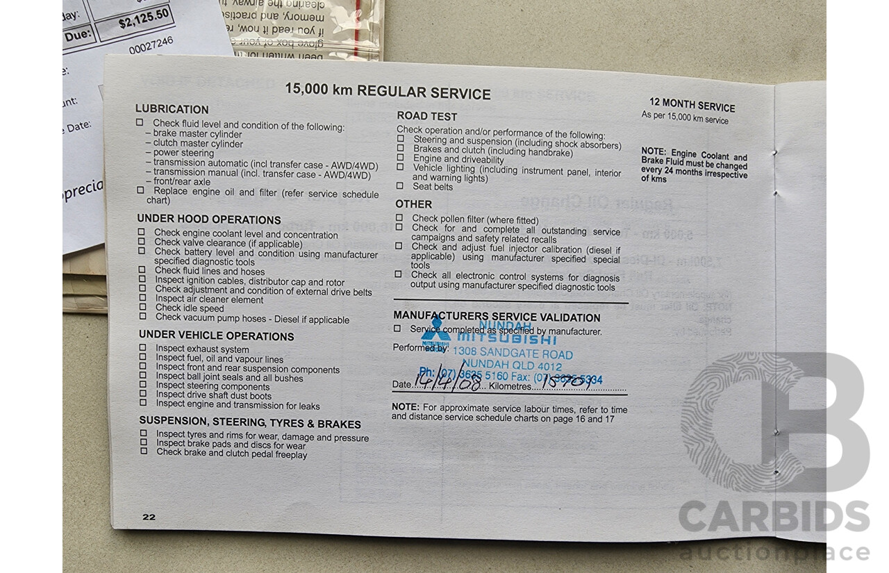 1/2007 Mitsubishi 380 ES DB SERIES II 4d Sedan White 3.8L