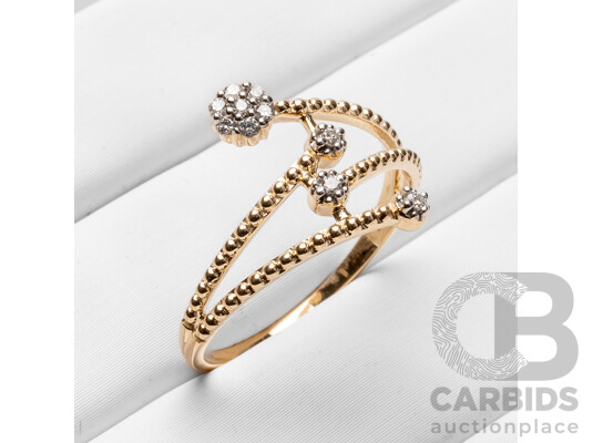 9ct Yellow Gold Natural Diamond Ring with IGI Valuation - Size N.5