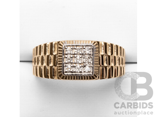 9ct Yellow Gold Natural Diamond Ring with IGI Valuation - Size N.5