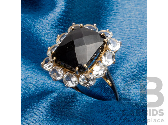 9ct Yellow Gold Natural Tourmaline / Natural White Topaz Ring with Valuation - Size N.5