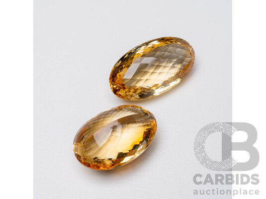 165cts of Natural Citrine Pair – 2 Large Gemstones (80ct+ Each)