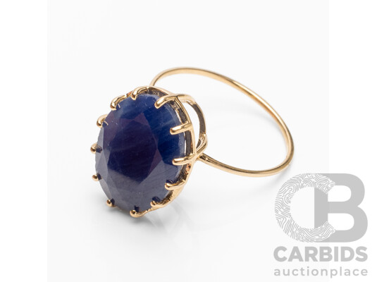 1662702 · 14ct Yellow Gold Natural Unheated, Untreated Sapphire Ring with Valuation - Size L.5