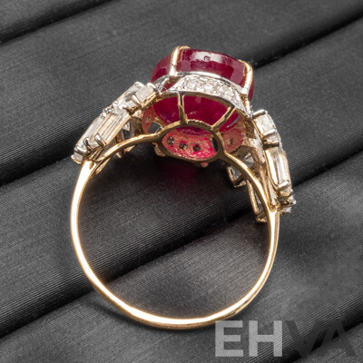 9ct Yellow Gold Natural Ruby, Topaz & Diamond Ring with Valuation - Size L.5