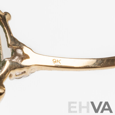 9ct Yellow Gold Natural Emerald & Diamond Ring with Valuation - Size O
