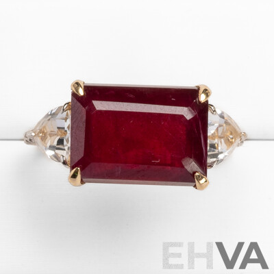 9ct Yellow Gold Natural Ruby & Diamond Ring with Valuation - Size O