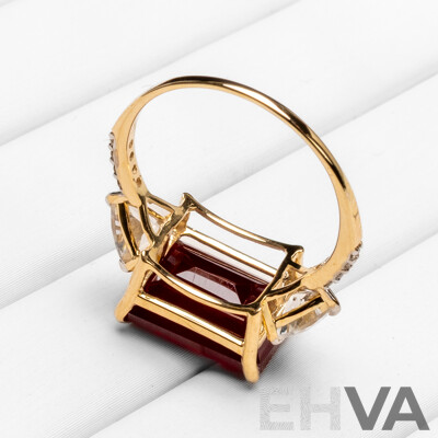 9ct Yellow Gold Natural Ruby & Diamond Ring with Valuation - Size O