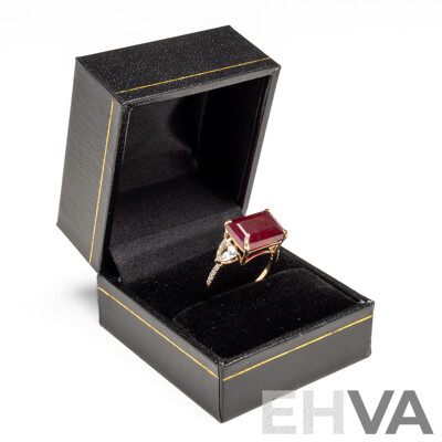 9ct Yellow Gold Natural Ruby & Diamond Ring with Valuation - Size O