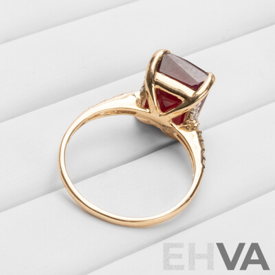 9ct Yellow Gold Natural Ruby & Diamond Ring with Valuation - Size N