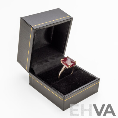 9ct Yellow Gold Natural Ruby & Diamond Ring with Valuation - Size N