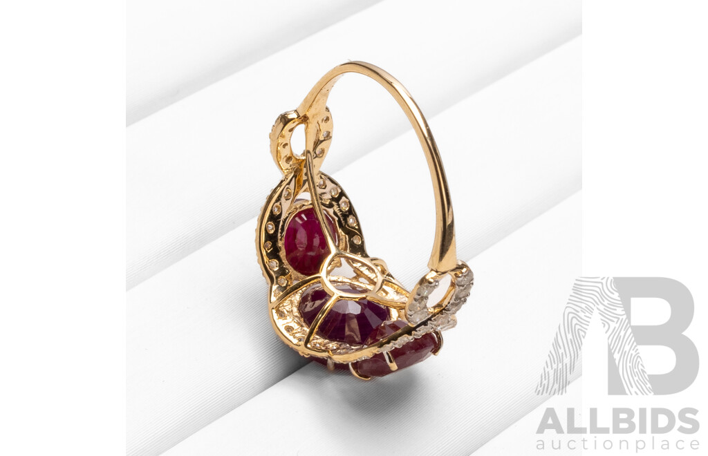 14ct Yellow Gold Natural Unheated, Untreated Ruby & Diamond Ring with Valuation - Size L