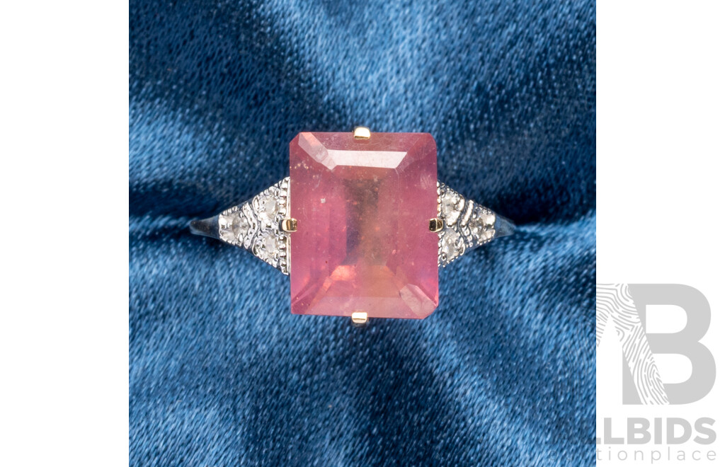 9ct Yellow Gold Natural Ruby & Diamond Ring with Valuation - Size L.5