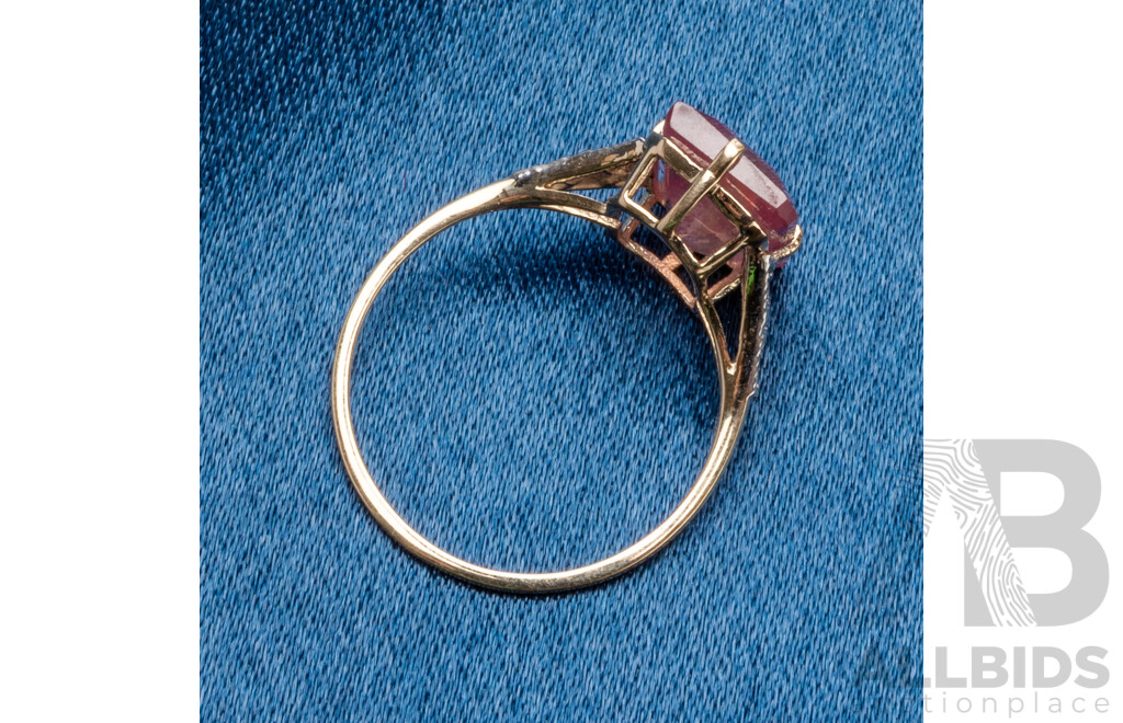 9ct Yellow Gold Natural Ruby & Diamond Ring with Valuation - Size L.5