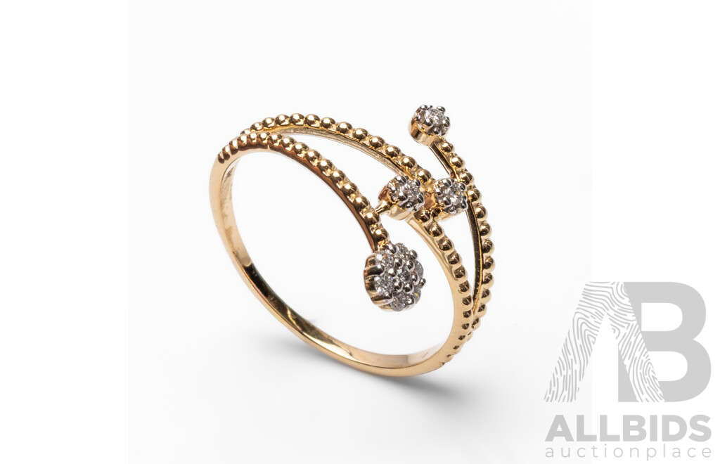 9ct Yellow Gold Natural Diamond Ring with IGI Valuation - Size N.5