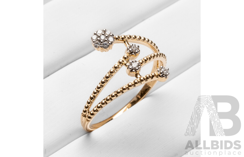 9ct Yellow Gold Natural Diamond Ring with IGI Valuation - Size N.5