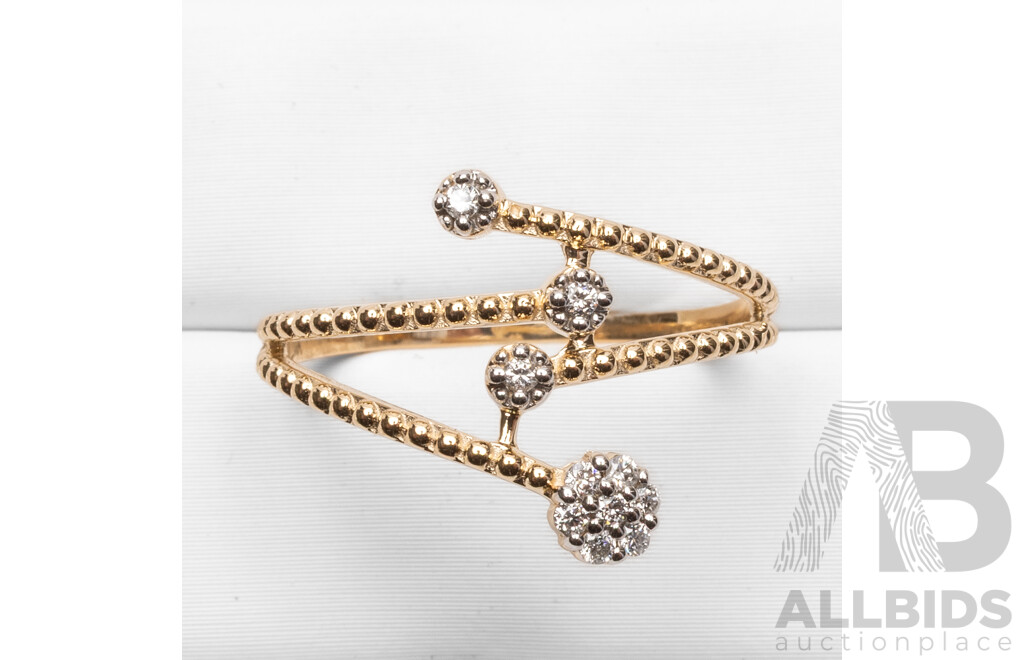9ct Yellow Gold Natural Diamond Ring with IGI Valuation - Size N.5